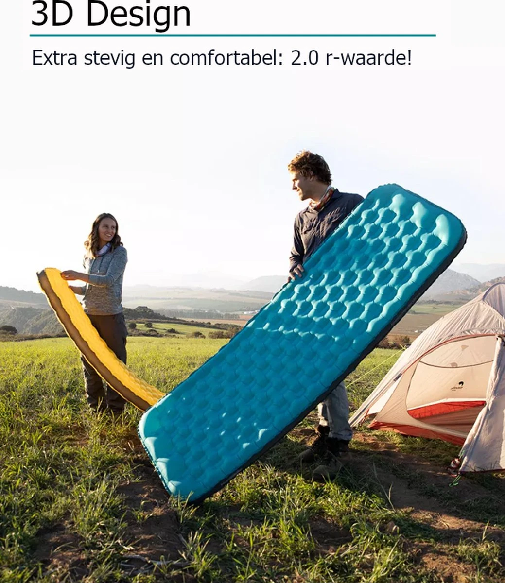 Naturehike® 3D Luchtmatras Premium - Comfortabel R-waarde 2.0 - Extra Dikke Slaapmat - Luchtbed Kamperen - Opblaasbaar Matras - Lichtgewicht - Outdoor - Camping - Afbeelding 7