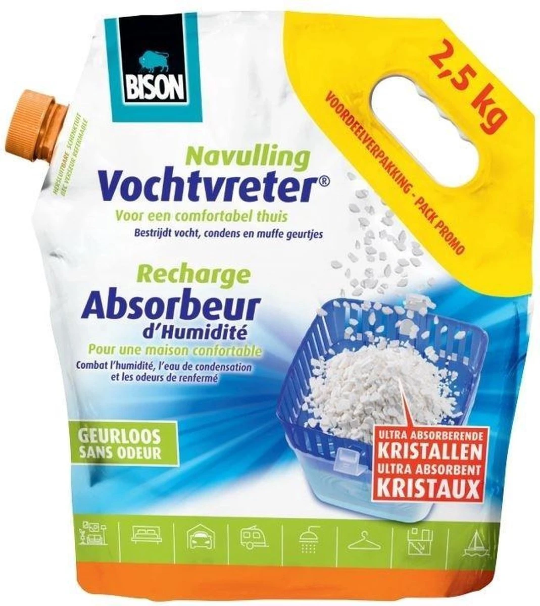 Bison Vochtvreter Losse Kristallen Navulling - 2,5 Kg - Afbeelding 2