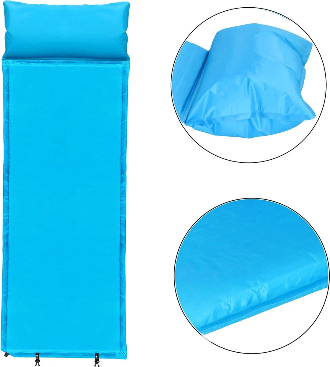 Springos Slaapmat | Zelfopblazend | 186 Cm | Inclusief Hoes & Hoofdkussen | Lichtblauw - Afbeelding 12