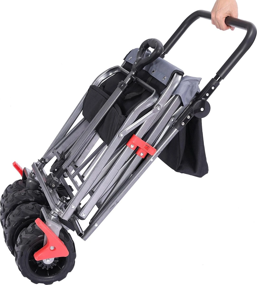AREBOS Handkar | Transportwagen | Apparatuurwagen | Opvouwbaar | Duwstang| Zwart - Afbeelding 11