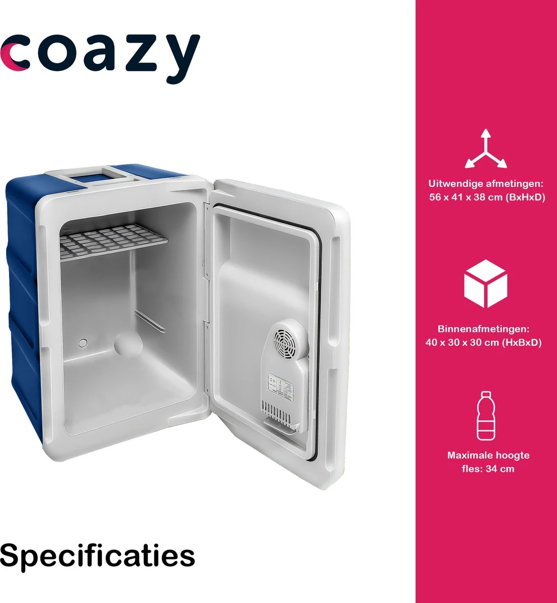 Koelbox Met Wielen Voor Auto & Camping Warm En Koud 40L - Frigobox Elektrisch 12v 230 Volt - MiniBar - Mini Koelkast | Verkoelt En Verwarmt | Eco-modus - Minibar - Mini Koelkast - Afbeelding 2