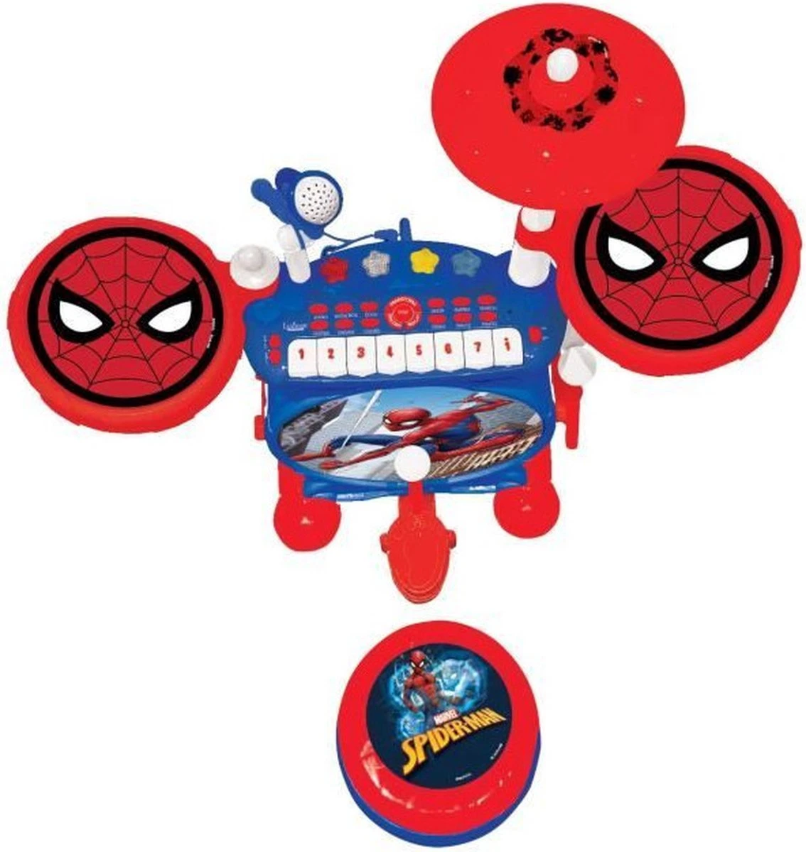 Lexibook Spider-Man Elektronische Drumkit Voor Kinderen, Realistisch Drumgeluid, 8-toetsen Toetsenbord, Mp3-stekker, Inclusief Stoel, Blauw/rood, K610SP - Afbeelding 3