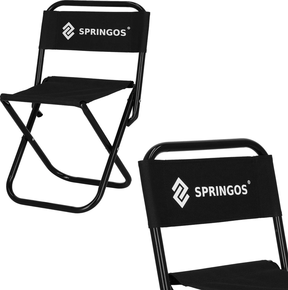 Springos Campingstoel | Kampeerstoel | Vouwstoel | Klapstoel | Zwart - Afbeelding 8