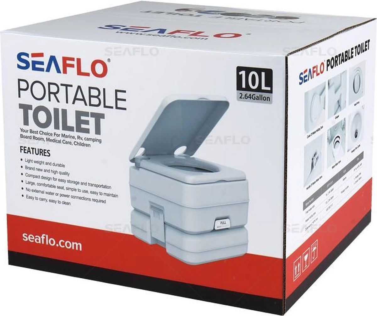 SeaFlo Portable Toilet - Meeneembaar Toilet - Draagbaar Toilet - Chemisch Toilet 10liter - Camping Toilet 10l - WC - Afbeelding 3