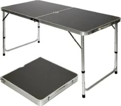 Aluminium Kampeertafel 120x60cm - Campingtafel Inklapbaar - 3-voudig Verstelbare Vouwtafel Antraciet