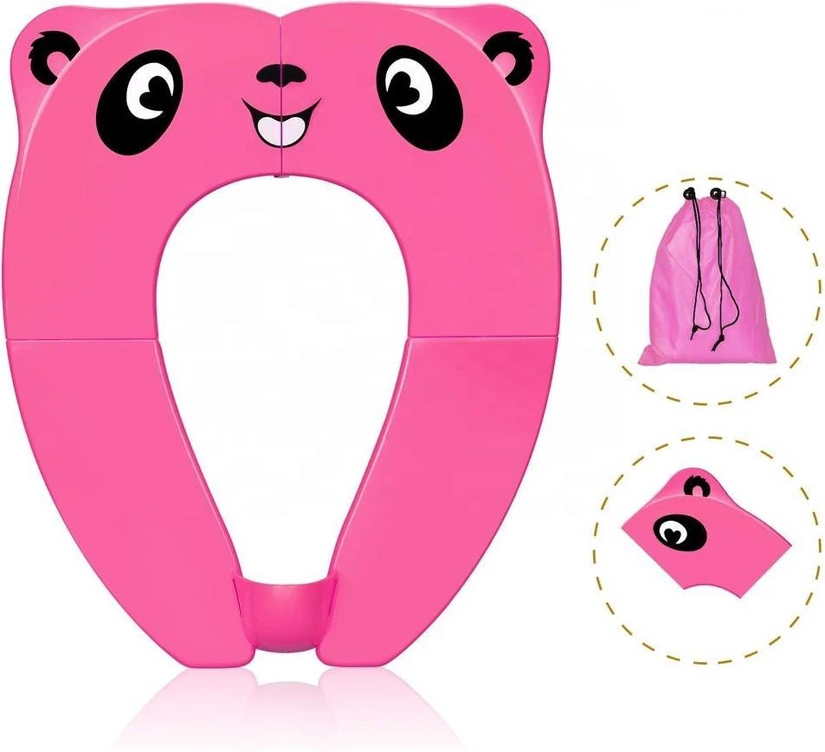 Roze Opvouwbare Toilet Zitje - WC Verkleiner - WC Bril Verkleiner- Urinoirs Kind - Toilet Training - Plas Trainer Zitje - Reis Accessoires - Camping Toilet Zitje - Toilet Verkleiner - Toilet Bril Verkleiner - Afbeelding 3