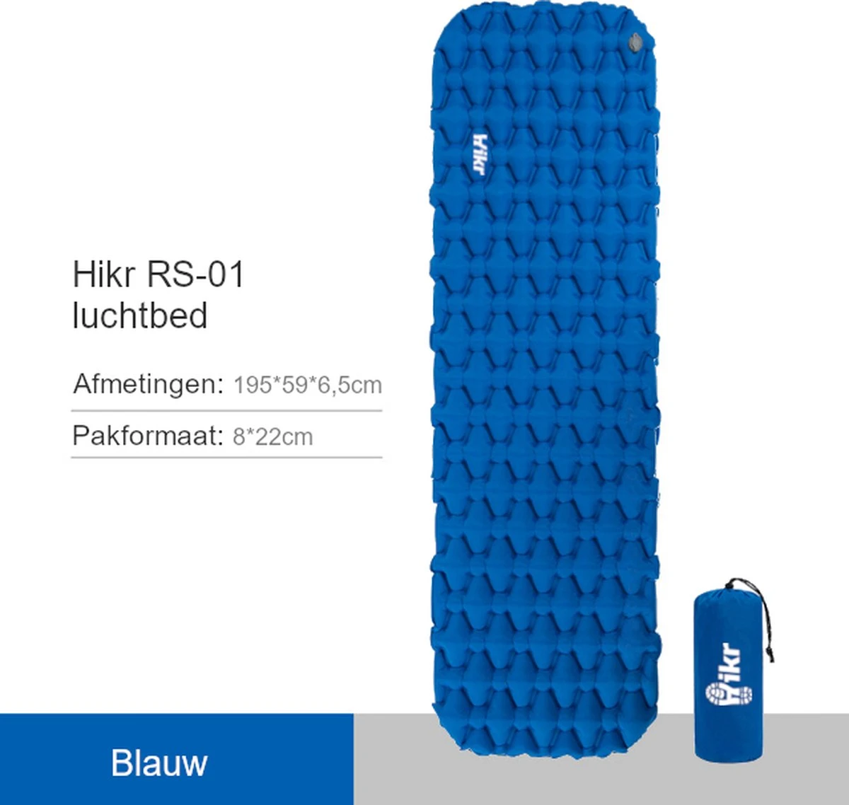 Hikr® Luchtbed - Slaapmat - Opblaasbaar Matras - Lichtgewicht - Outdoor - Camping - Hiking & Wandelen - Afbeelding 8