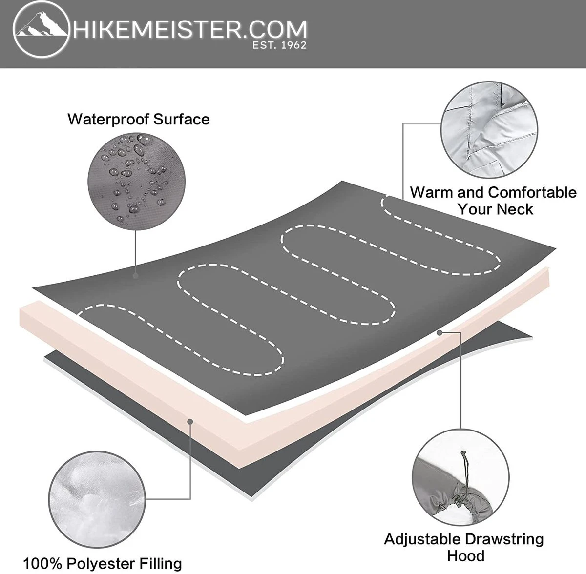 Meisterhome® Mummy Slaapzak - Kamperen - Antraciet - Ca. 220 X 75 Cm - Incl. Draagtas - Afbeelding 3