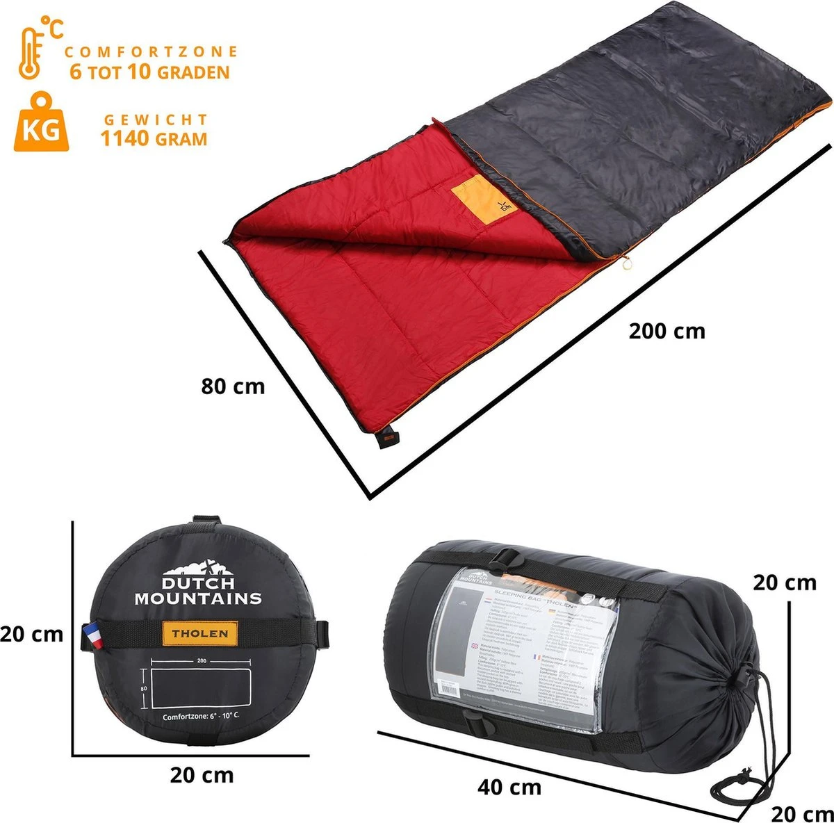 Dutch Mountains Slaapzak Tholen - 200 X 80cm - Aanritsbaar - Slechts 1140 Gram – Polyester - Tochtstrip En Compressiehoes - Afbeelding 5
