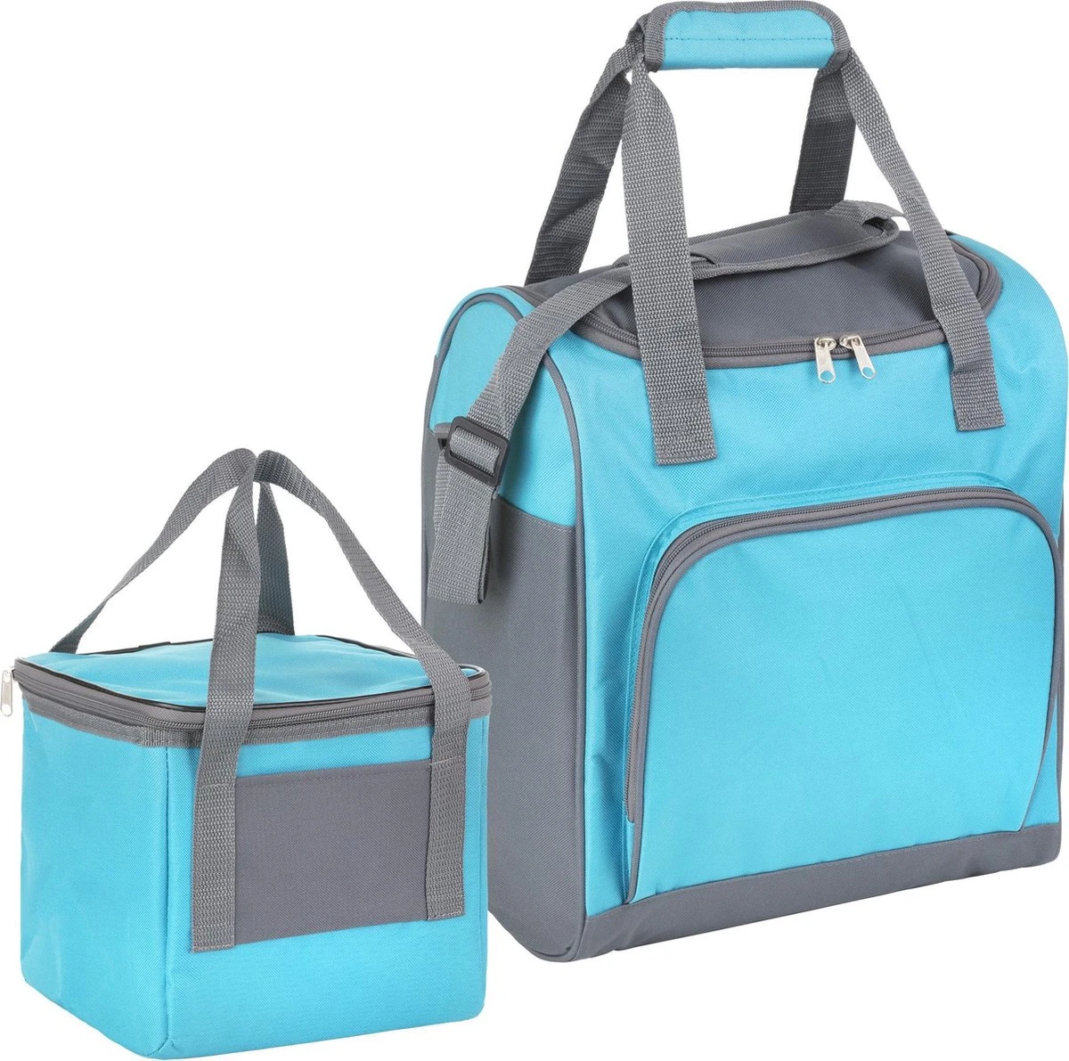 Basis Sterke Koeltas Set - 25 + 10 Liter - Lunchtas - Geïsoleerde Koeltassen - Picknicktas - Coolerbag - Blauw
