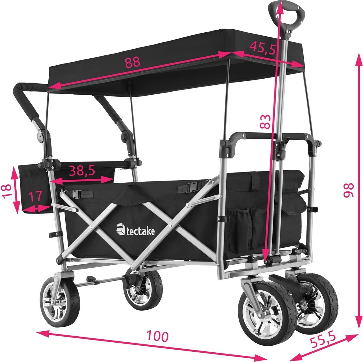 Tectake - Opvouwbare Bolderwagen Handkar Nico Zwart - 403549 - Afbeelding 6