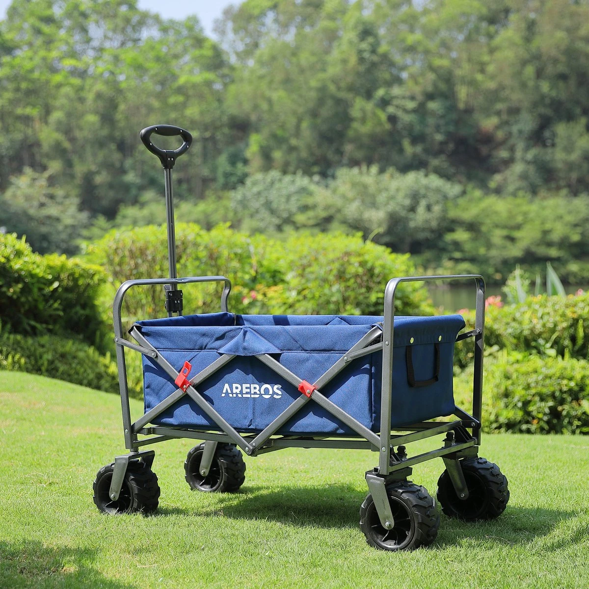 AREBOS Handkar | Transportwagen | Apparatuurwagen | Opvouwbaar | Blauw - Afbeelding 5