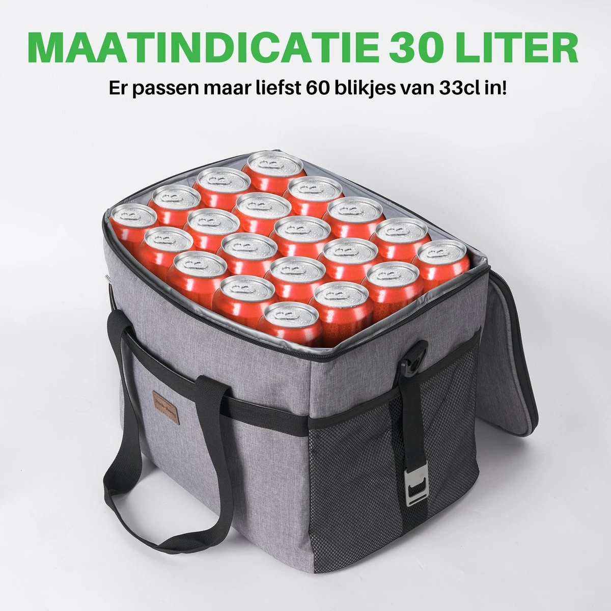 Packaway 4 Laags Geïsoleerde Koeltas - Lunchtas 30 Liter - Grijs - Afbeelding 14