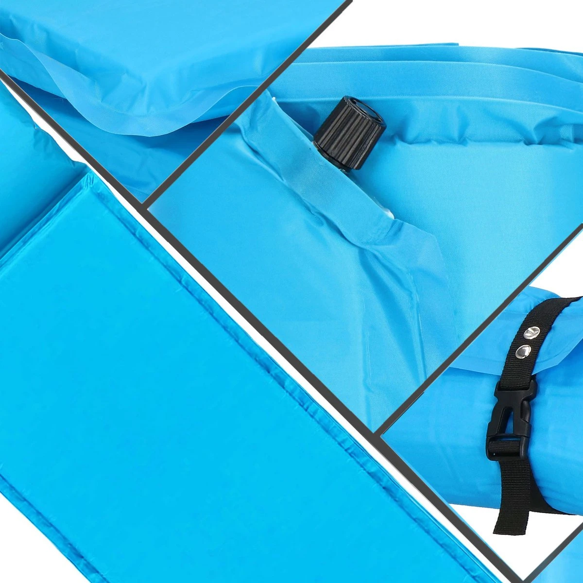 Springos Slaapmat | Zelfopblazend | 186 Cm | Inclusief Hoes & Hoofdkussen | Lichtblauw - Afbeelding 4