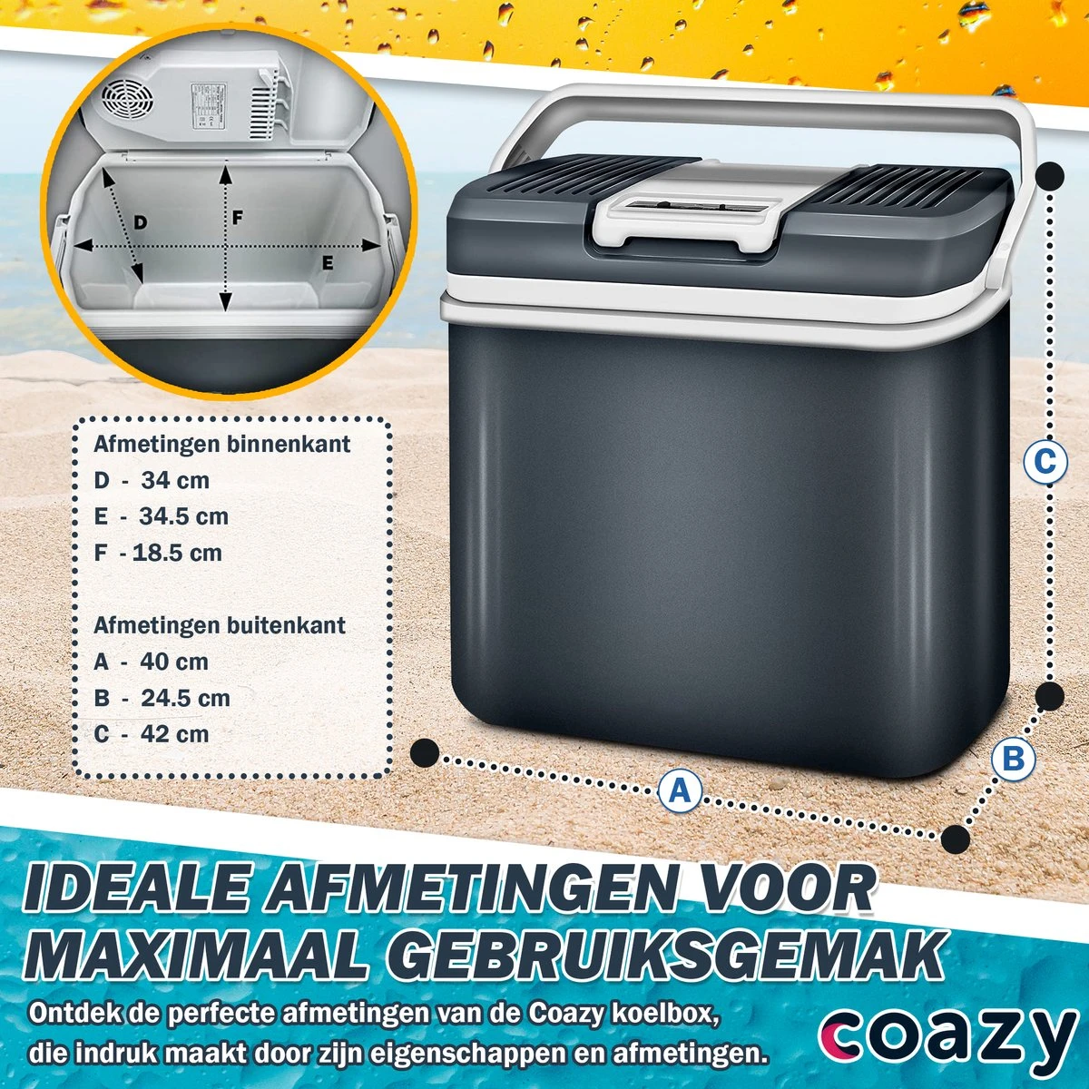 Koelbox 24L Met ECO Modus Voor Auto & Camping - Frigobox Elektrisch 24 Liter Met 12v 230 Volt - Verkoelt En Verwamt - MiniBar - Mini Koelkast - Afbeelding 5