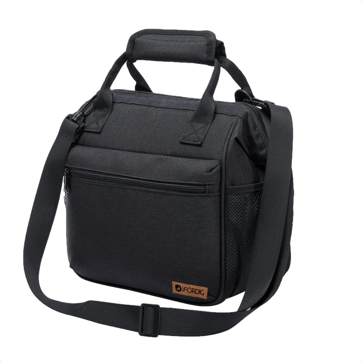 ForDig Lunchtas Zwart - Koeltas Gemaakt Van 600D Polyester Met PEVA-Voering - Ruimte Voor Lunchtrommel / Snacks / Blikjes - Koel Tas Met Mesh Opbergruimtes En Ruimte Voor Bestek - Lunch Tas Cool Bag - Coolerbag - Kleine Cooler
