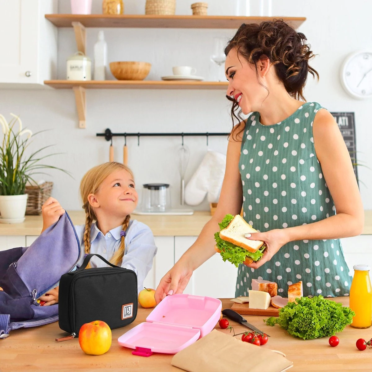 Brisby 4 Laags Geïsoleerde Koeltas - Lunchtas 1.5 Liter - Zwart - Afbeelding 3