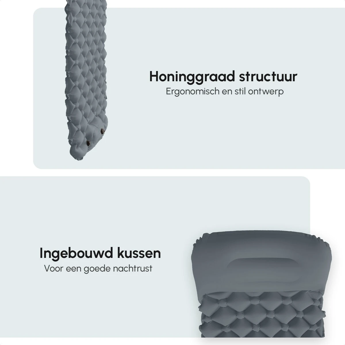 AirFeel Opblaasbaar Slaapmatje - Ingebouwde Pomp En Kussen - Lichtgewicht - 196 X 60 X 6cm - Gray - Afbeelding 2