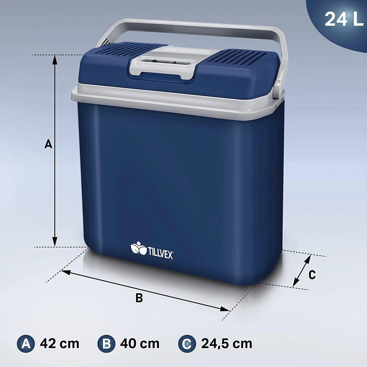 Tillvex- Koelbox, Coolbox, 24 Liter, Blauw - Afbeelding 6