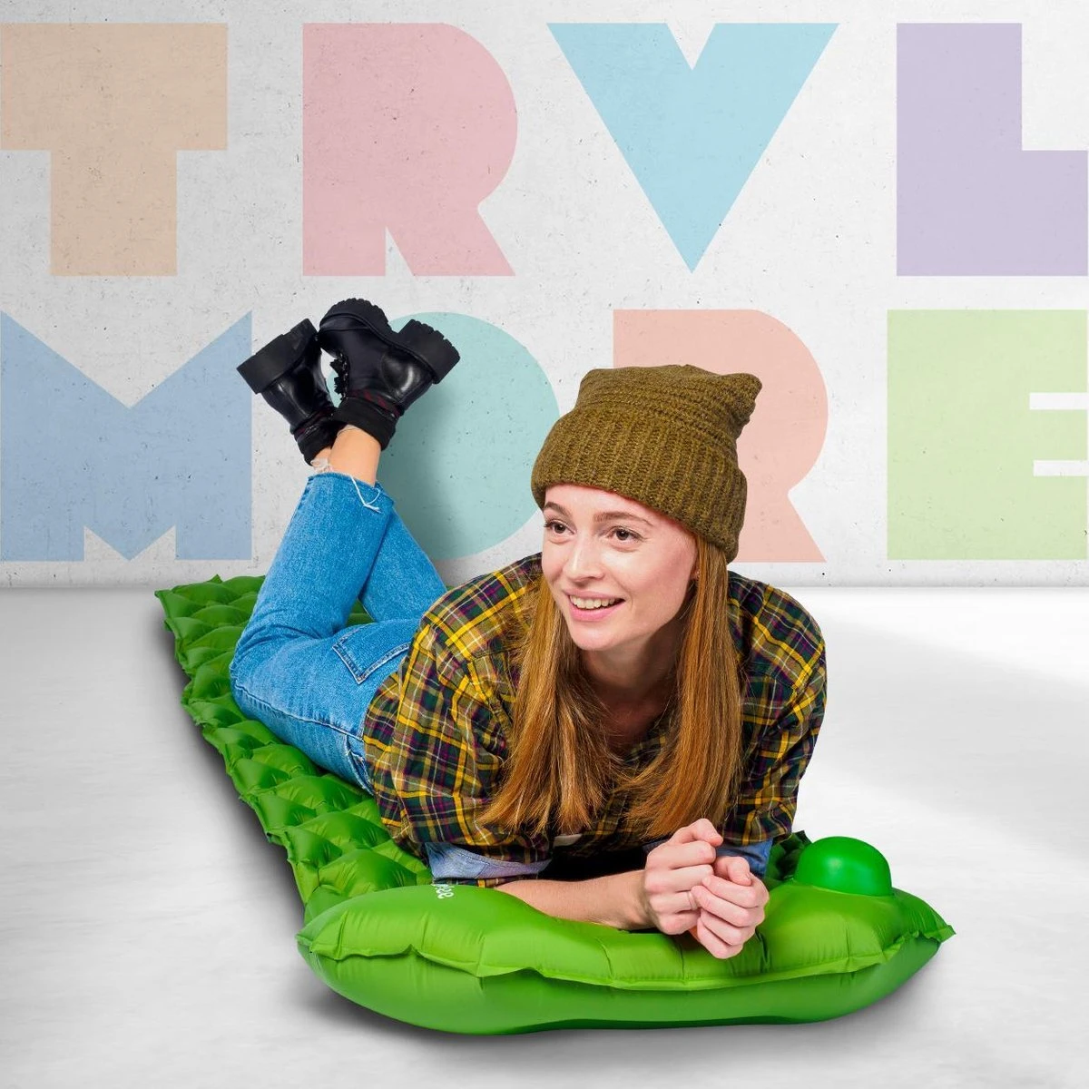 TRVLMORE Slaapmat - Zelfopblazend - 1 Persoons - Ingebouwde Pomp En Kussen - Groen - Afbeelding 2