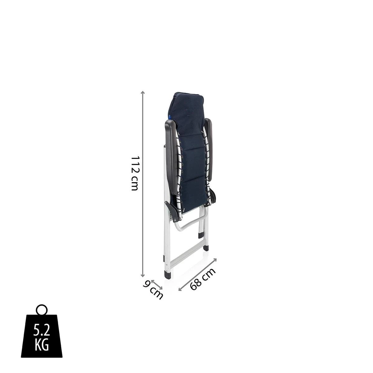 Campart Campingstoel CH-0592 - Opvouwbaar Met Hoofdsteun - 7 Verstelbare Standen - Lichtgewicht - Blauw - Afbeelding 6