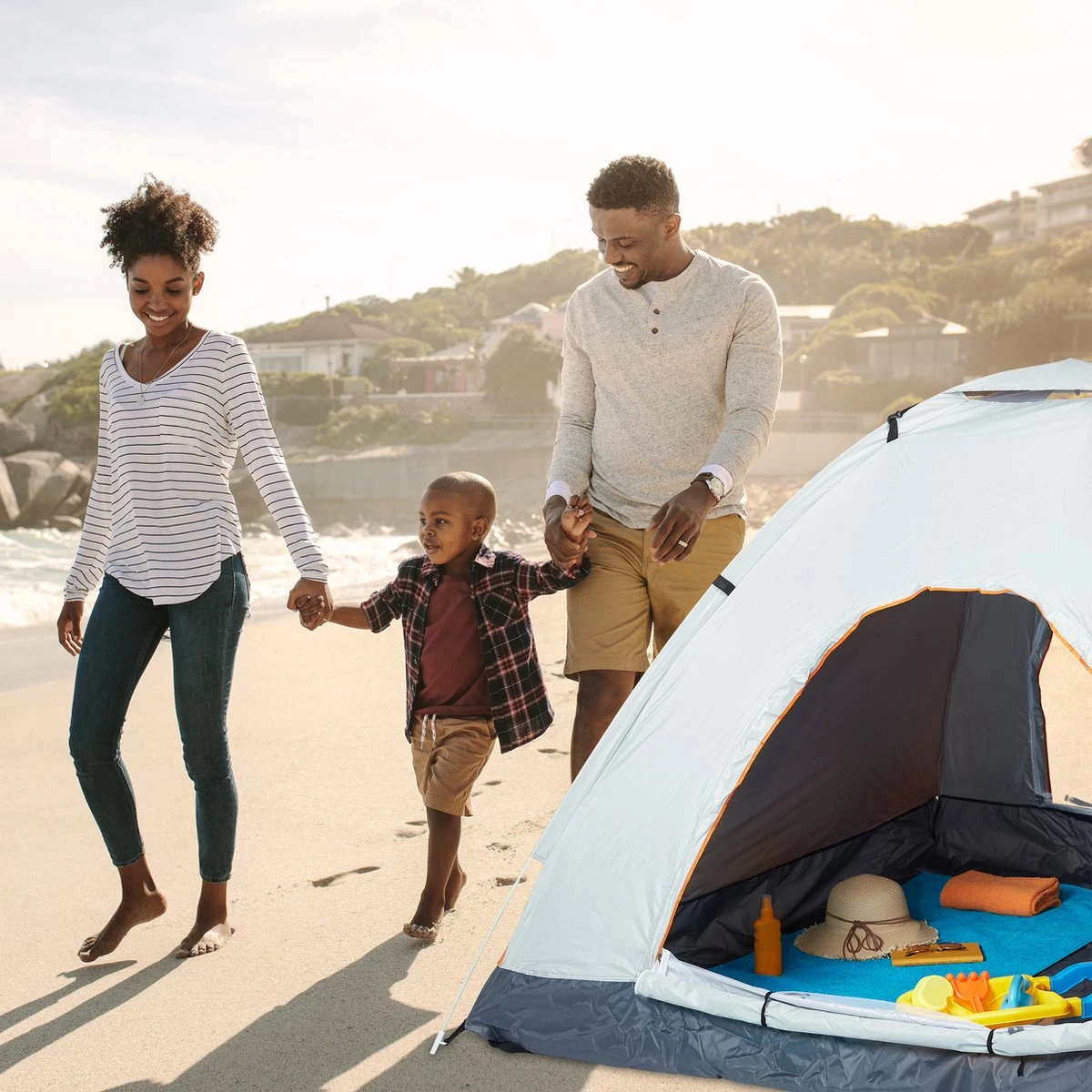 Relaxdays Strandtent Pop-up - Omkleedtent - 145x180 Cm - 2-3 Personen - Beachtent -compact - Oranje - Afbeelding 10