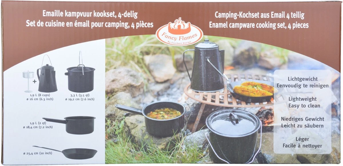 ESSCHERT DESIGN Pannenset Kampvuur - 4 Delig - Outdoor - Metaal - Afbeelding 15