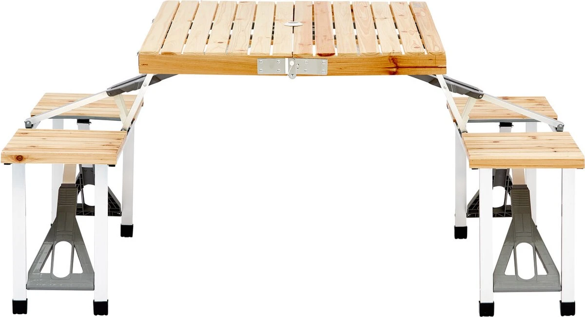 CAMPZ Fir Wood Picknicktafel, Bruin/grijs - Afbeelding 2