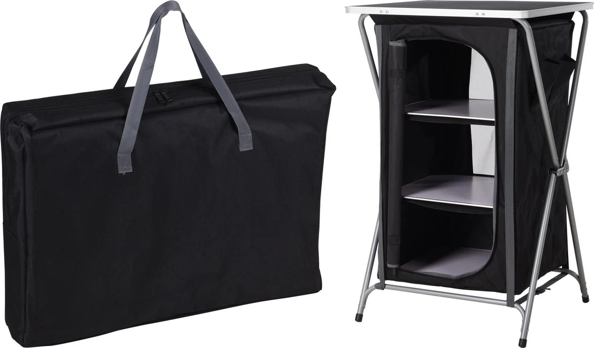 Pro Garden Campingkast Vouwbaar Met 3 Legplanken - Inclusief Draagtas - 60x53x97cm