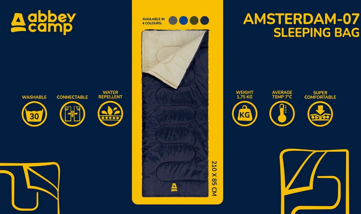 Abbey Camp Slaapzak Amsterdam-07 - Dekenmodel - 210 X 85 Cm - Groen - Afbeelding 6