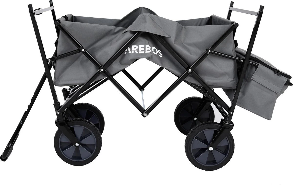 AREBOS Handwagen Vouwbare Dak Handwagen Vouwbare Trolley Uitrustingswagen Grijs - Afbeelding 9