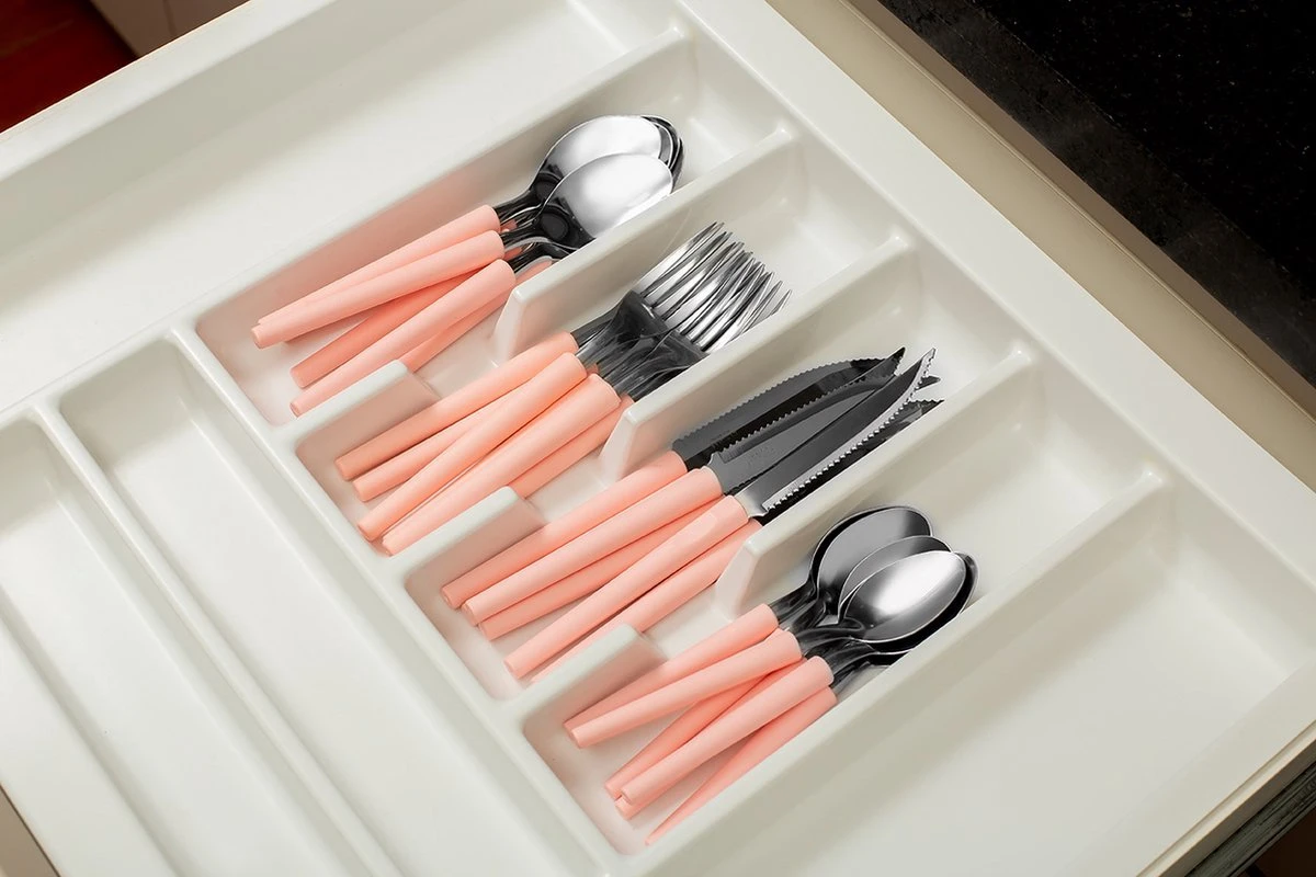 Di Solle Inova D - 6 Persoons Bestekset - Handige Opbergbak Met Raspdeksel - 26 Delig - Baby Pink - Afbeelding 6