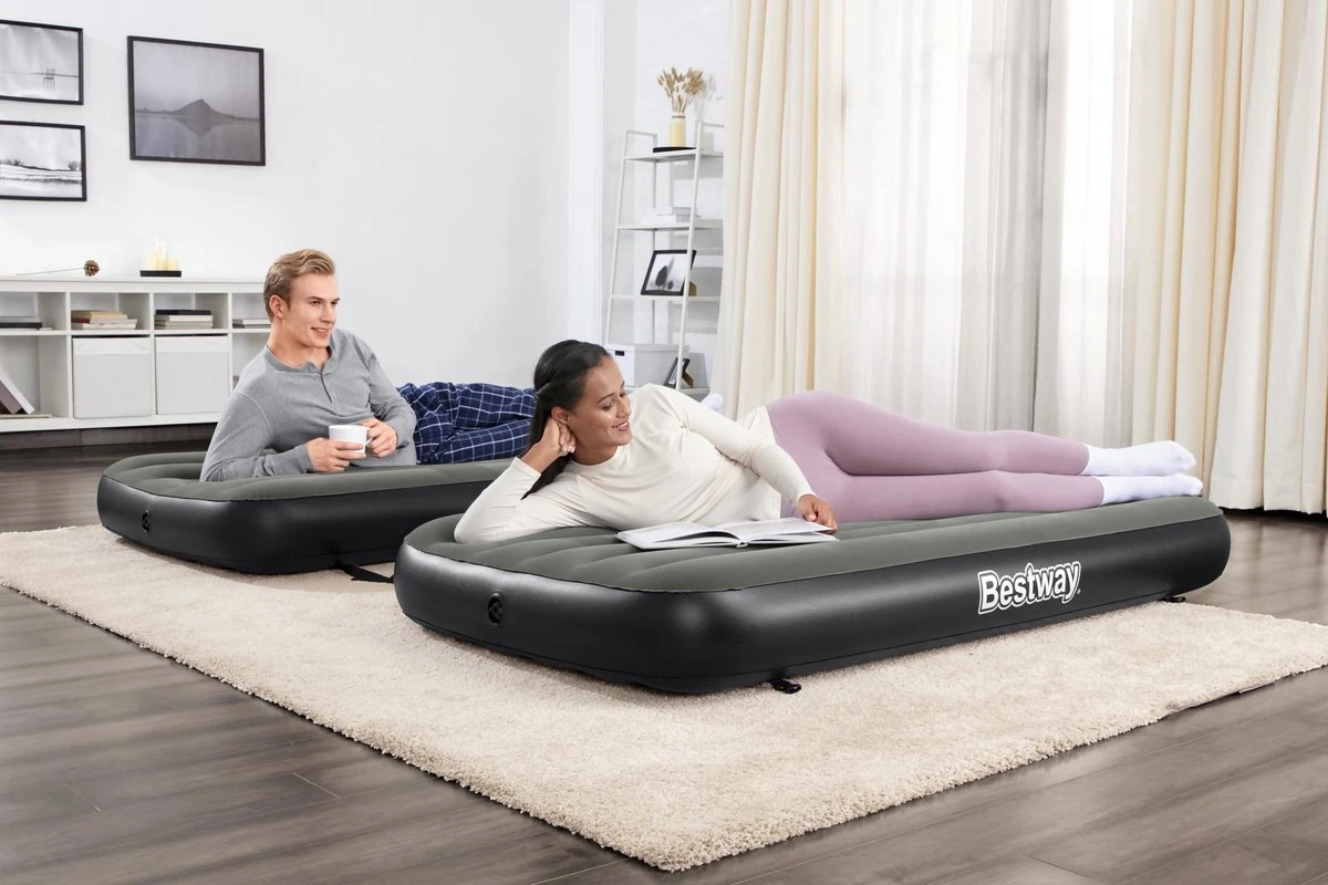 Bestway 3-in-1 Luchtbed - Connect - Zwart - 188x99cm - PVC/Polyester - Single, Double Single En Twin Opblaasbed - Tritech Materiaal - I-Beam Constructie - Afbeelding 20
