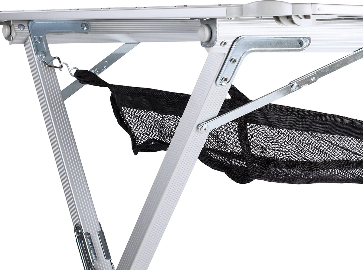 Campart Campingtafel XL TA-0806 - Opvouwbaar, Lichtgewicht En Met Verstelbare Poten - Kampeertafel Inklapbaar Inclusief Opbergtas - 140 X 80 X 70 Cm - Wit - Afbeelding 8