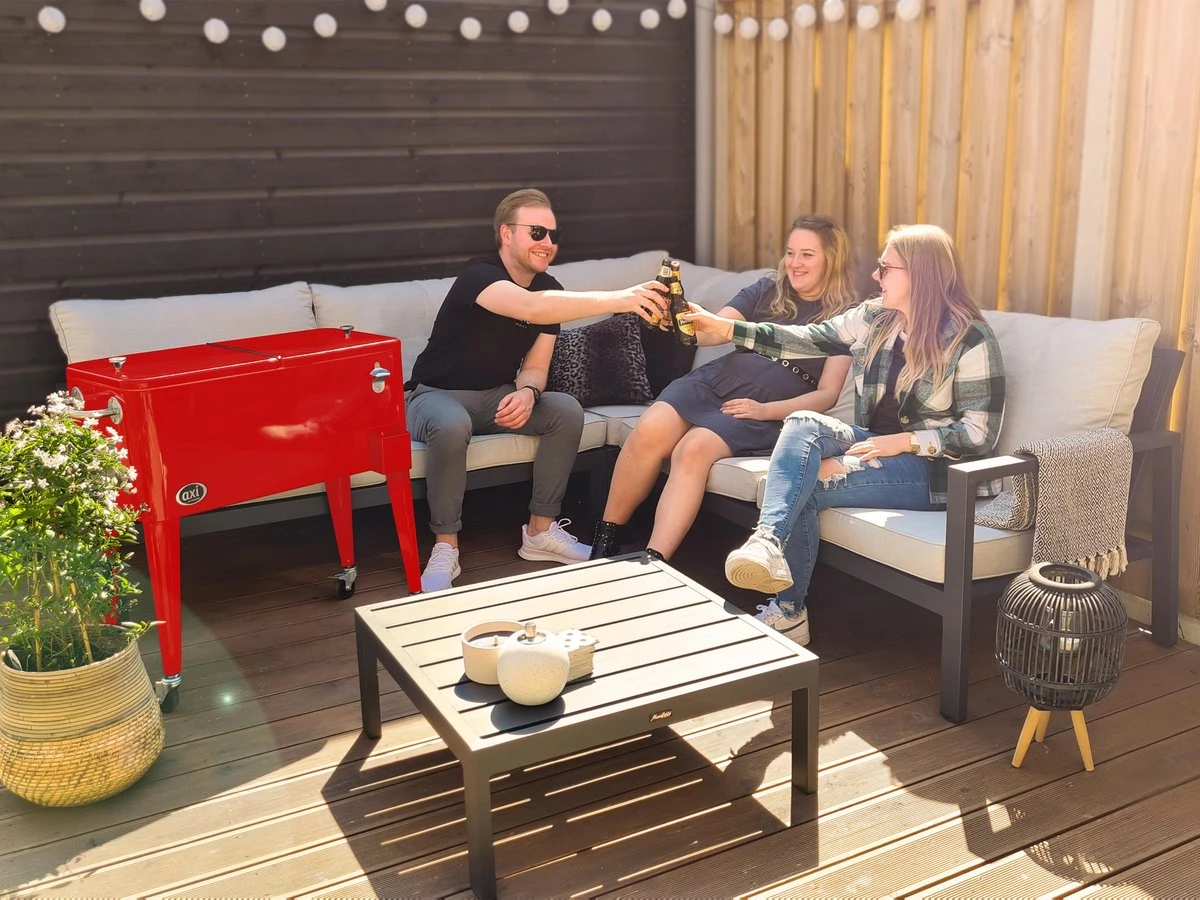 AXI Retro Cooler Rood - Koeler Met Wielen - 76L Inhoud - Koelbox Met Aftapkraan - Afbeelding 5
