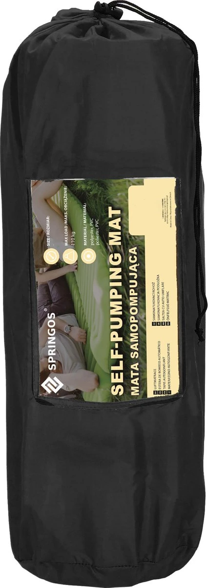 Springos Slaapmat | Zelfopblazend | 180 Cm | Inclusief Hoes | Zwart - Afbeelding 13