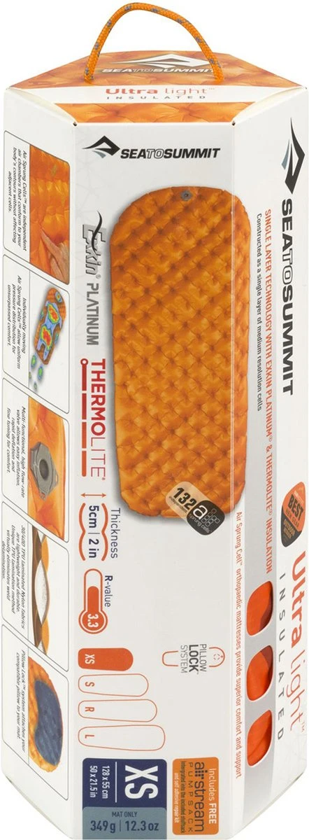 Sea To Summit UltraLight Insulated Regular Opblaasbare Slaapmat - 5cm - 480g - Oranje - Afbeelding 19