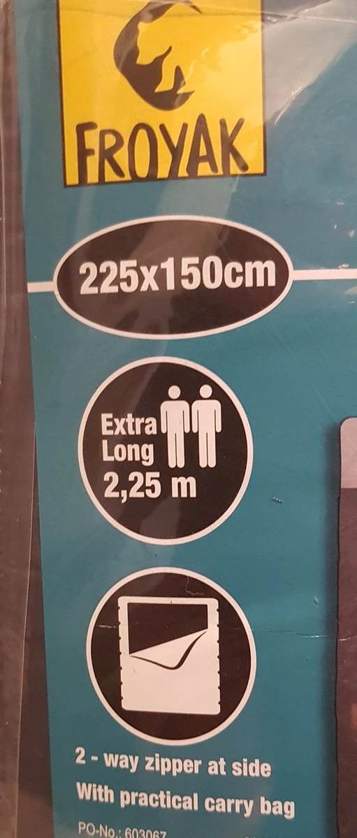 Froyak - 2-persoons Slaapzak XXL Grijs 225 X 150 Cm - Tweepersoonsslaapzak - Tweepersoons - Slaapzak - Afbeelding 3