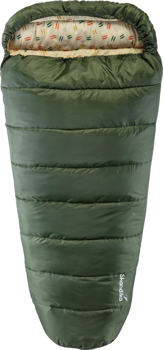 Skandika Vegas-R XXL Slaapzak - Mummieslaapzakken – Slaapzakken Volwassen – Maat XXL – Mummie Slaapzak - Unisex - Katoen, Luxe Kwaliteit, Koppelbaar, 3 Seizoenen, 220 X 110 Cm, -12° Tot -15°C, Outdoor Kampeerslaapzak – Ritssluiting Rechts - Groen - Afbeelding 2