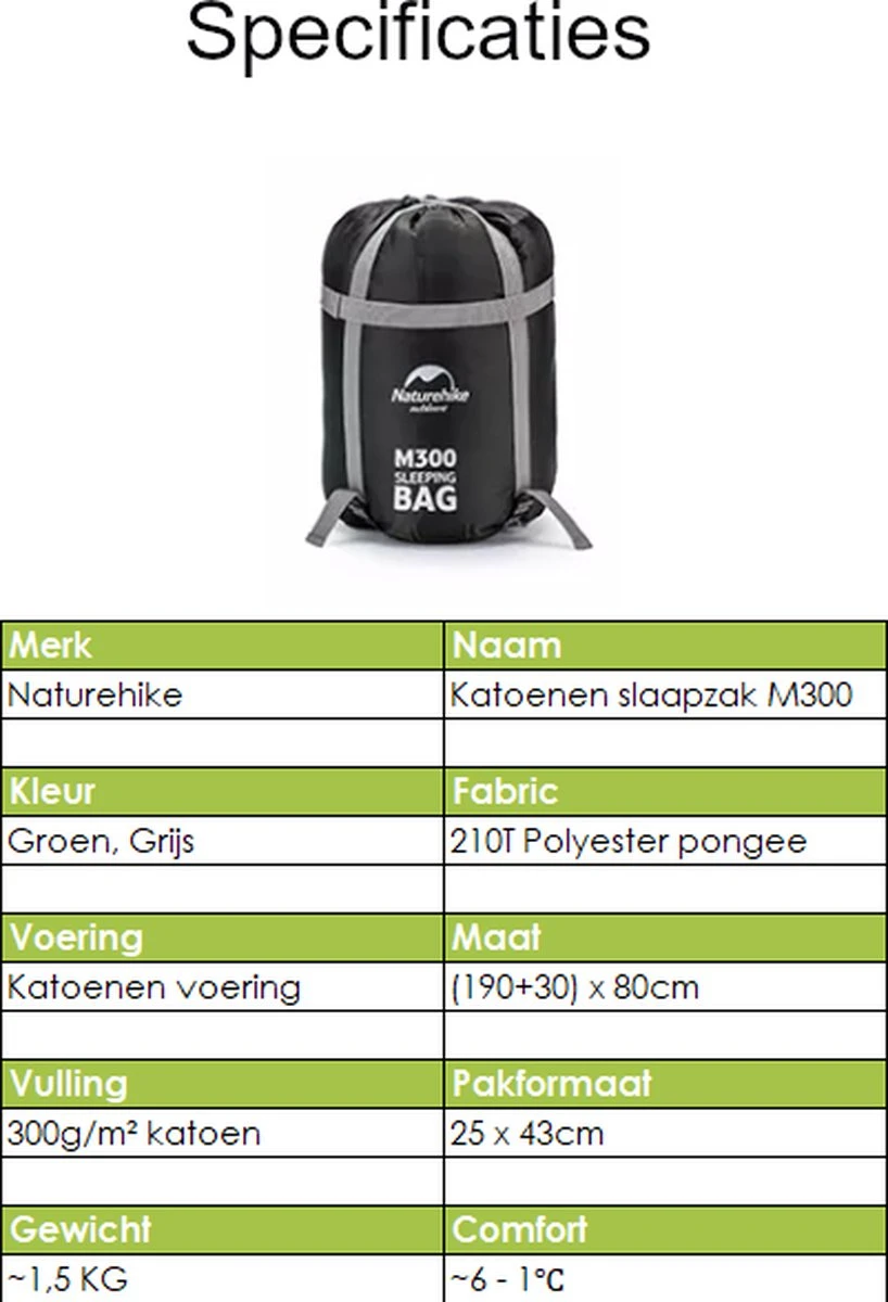 Naturehike® Slaapzak Katoen - 6 Tot 1 Graden - Slaapzakken Volwassenen - 220*80cm - 4 Seizoenen Slaapzak Lente, Zomer, Herfst & Winter - Lichtgewicht & Waterdicht - Afbeelding 11