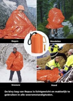 REPUS Nood Slaapzak | Life Bivy | Travel Safe |Lichtgewicht Slaapzak | Bivakzak | Extreme Light |Camperen | Outdoor | Camping | Musthave |Slaapzak | Wandelen | Tent | Reizen | Roadtrip |