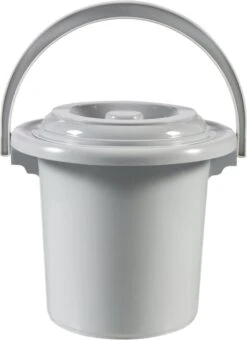 Curver Camping Toiletemmer - Met Deksel - 5 L - Ø 23,5 Cm - Lichtgrijs