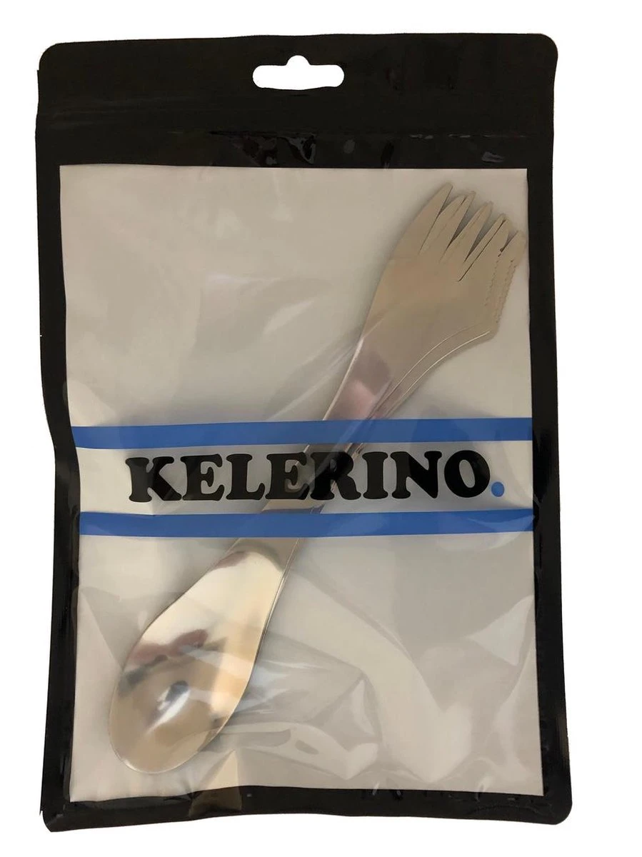 KELERINO. RVS Spork - Survival Outdoor Camping - Vork, Lepel & Mes - 3 Stuks - Afbeelding 2