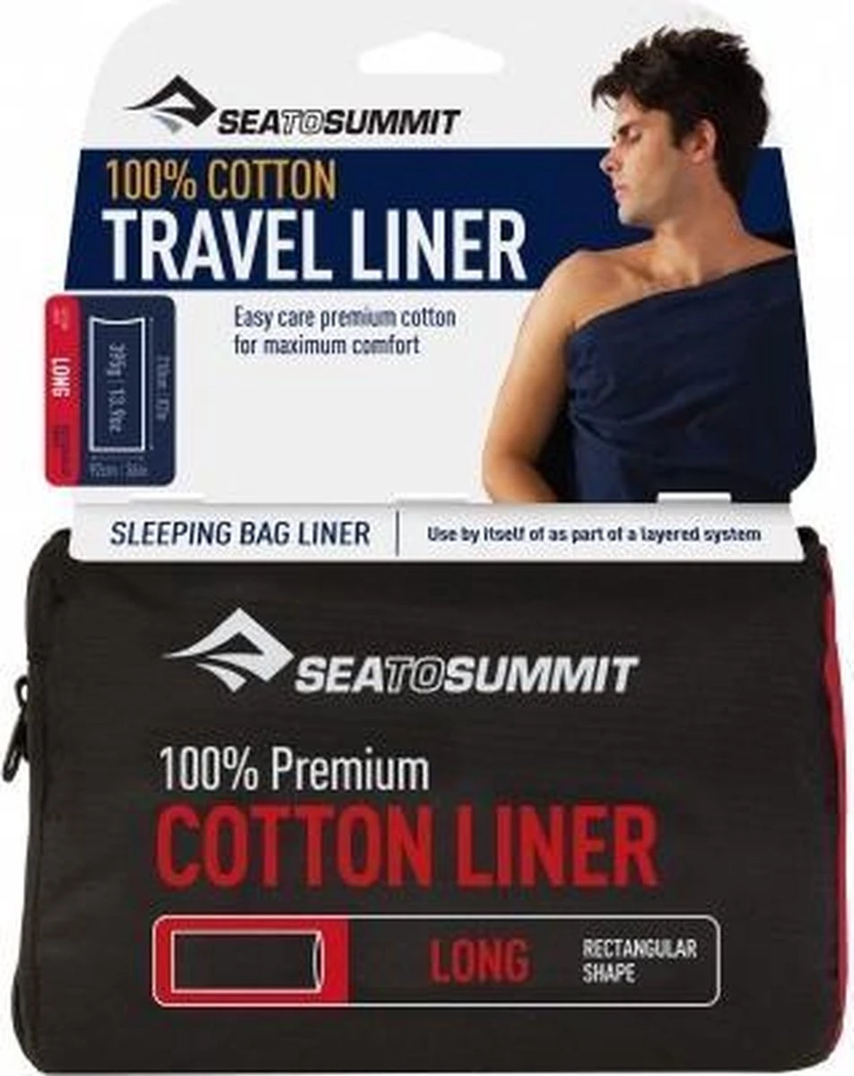 Sea To Summit - Premium Cotton Liner - Lakenzak - Katoen - Oceaan Blauw - Recht Model Lang - Afbeelding 4