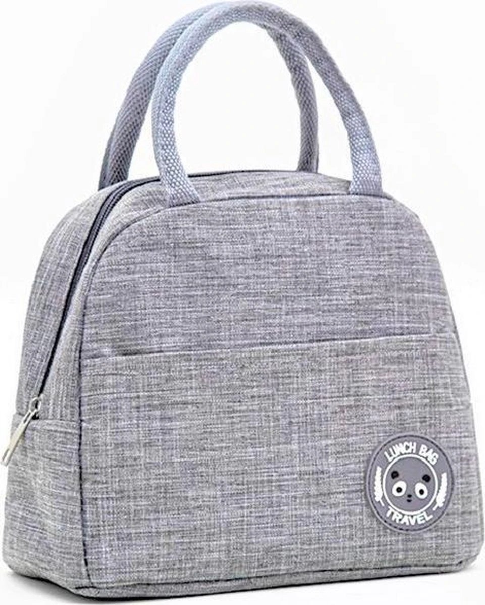 Koeltas - Lunchtas - Volwassenen En Kinderen - Compact & Handig: Zomer - Picknick -School - Lunch - Werk - Klassiek Grijs - Afbeelding 2